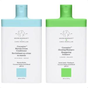 Drunk Elephant Bundle: Cocomino Glossing Shampoo (8 fl oz) and Marula Cream Conditioner (8 fl oz) – Scalp-Friendly Gentle Shampoo and Nourishing Conditioner for Hair